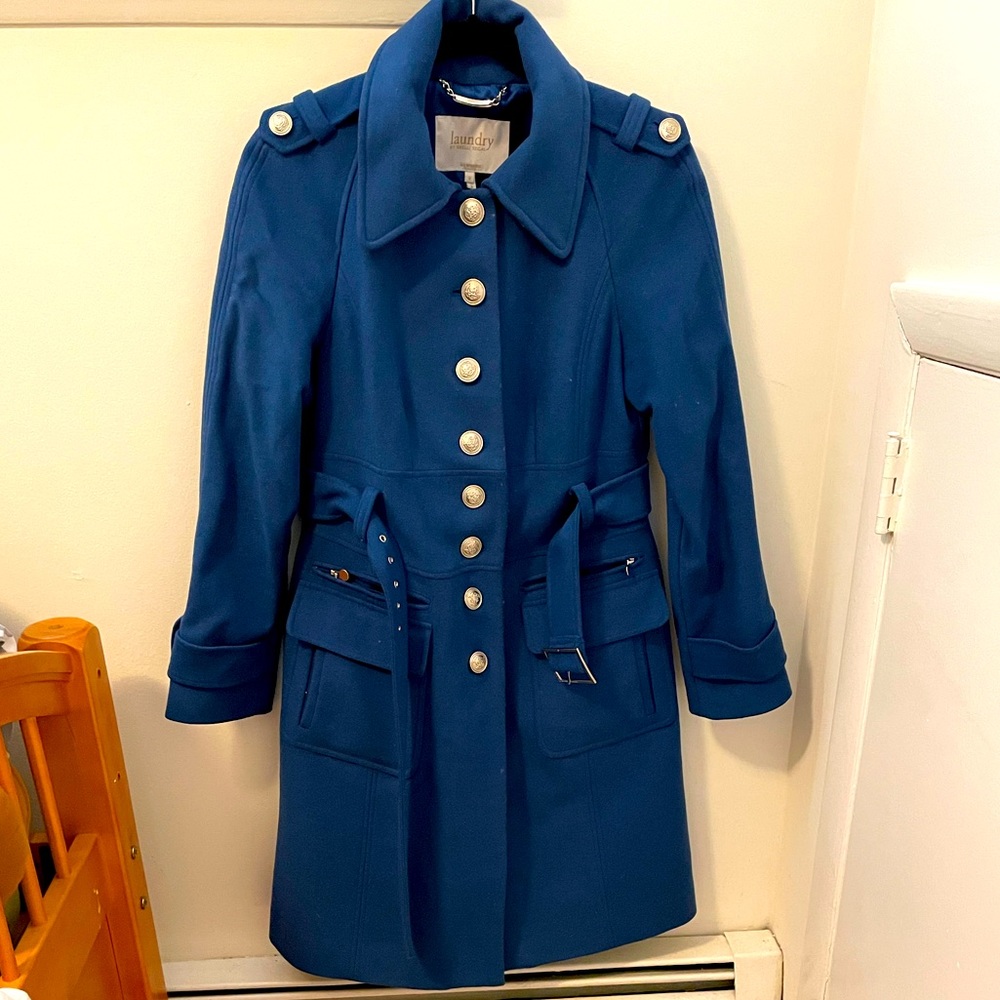 Military Style Colbalt Blue Wool Coat